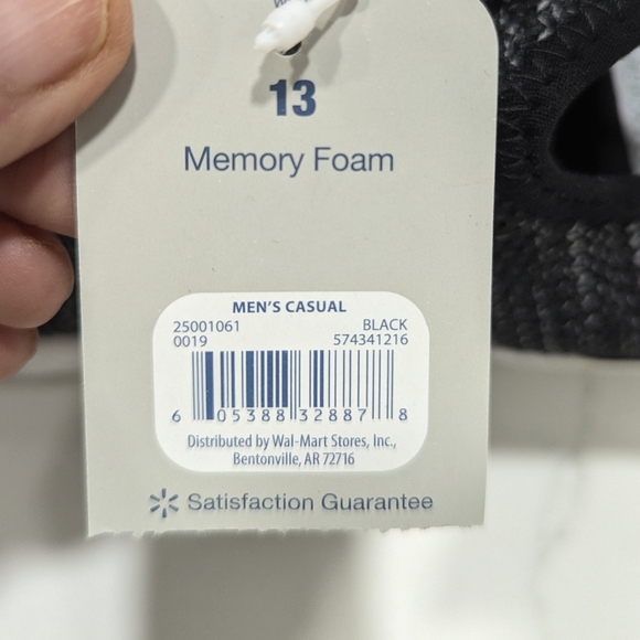 NWT George memory foam black white slip-on knit shoes walking sneakers size 13 - Picture 4 of 11